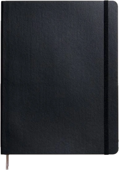 Ria's black sketchbook, covered in stickers from her side quests